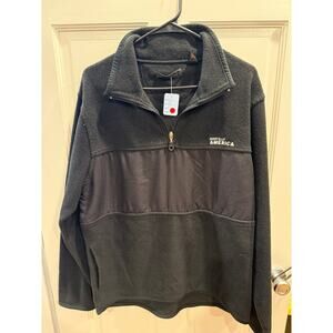 Perry Ellis Mens Black Fleece America Sport Quarter Zip Jacket Size Large